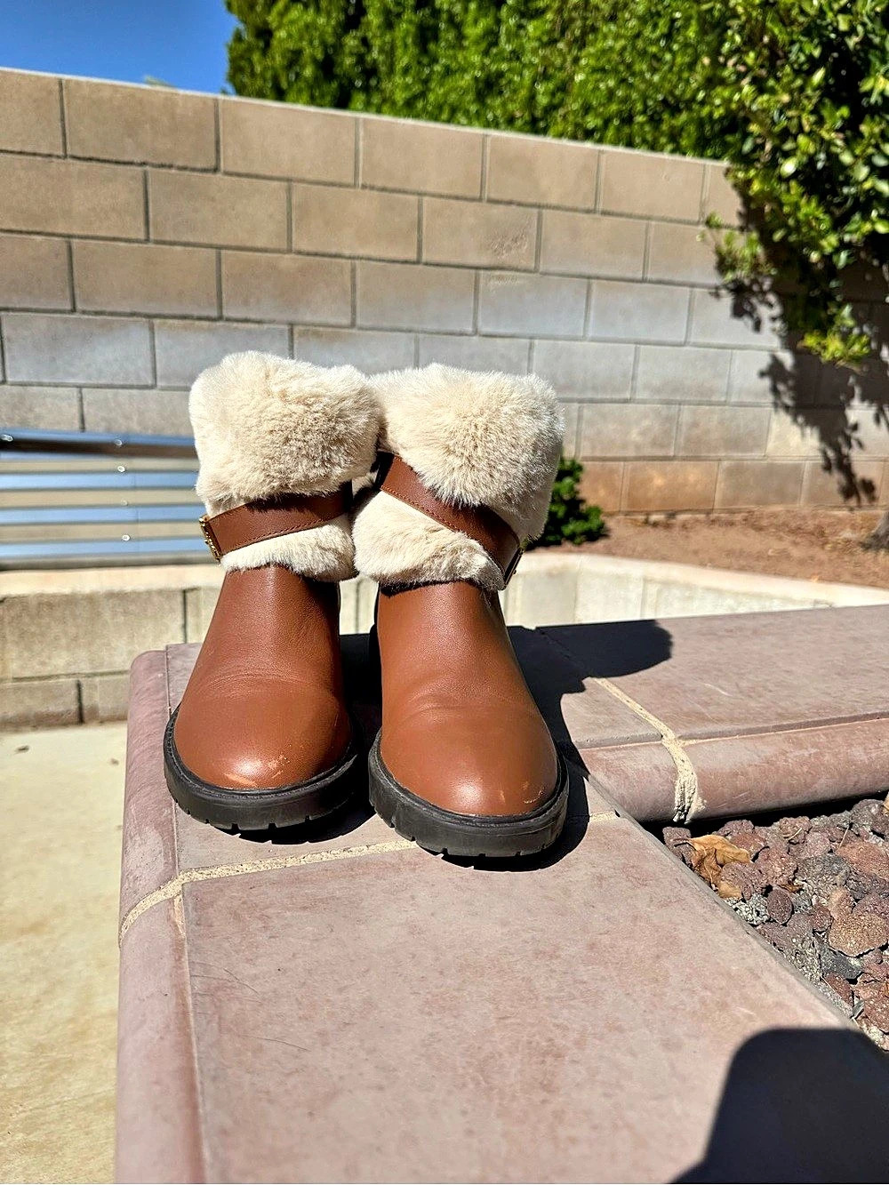 Lauren Ralph Lauren Women's Brown Fur-Cuff Boots